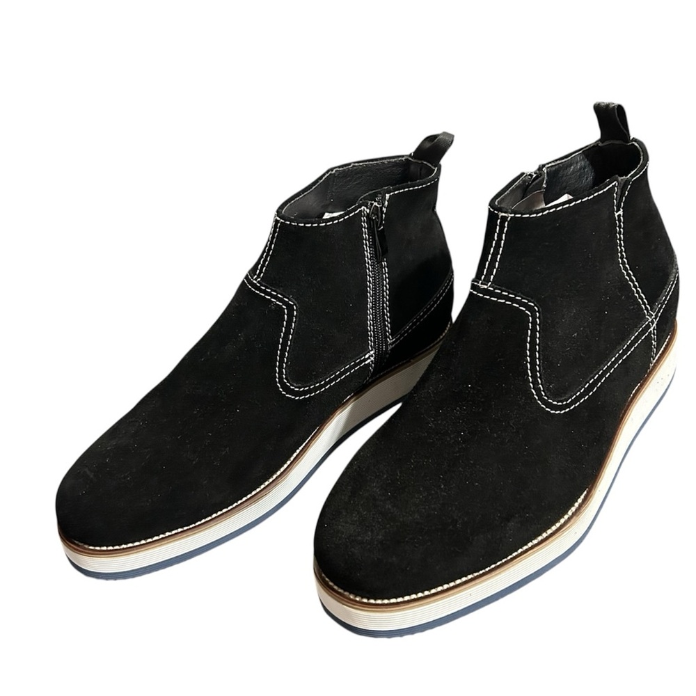 CALTO Men's Invisible 3" Height Increasing Elevator Ankle Top Zipper Boots Sz 9